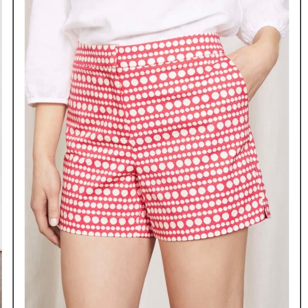 Boden High Waist Red and White Dot Shorts
